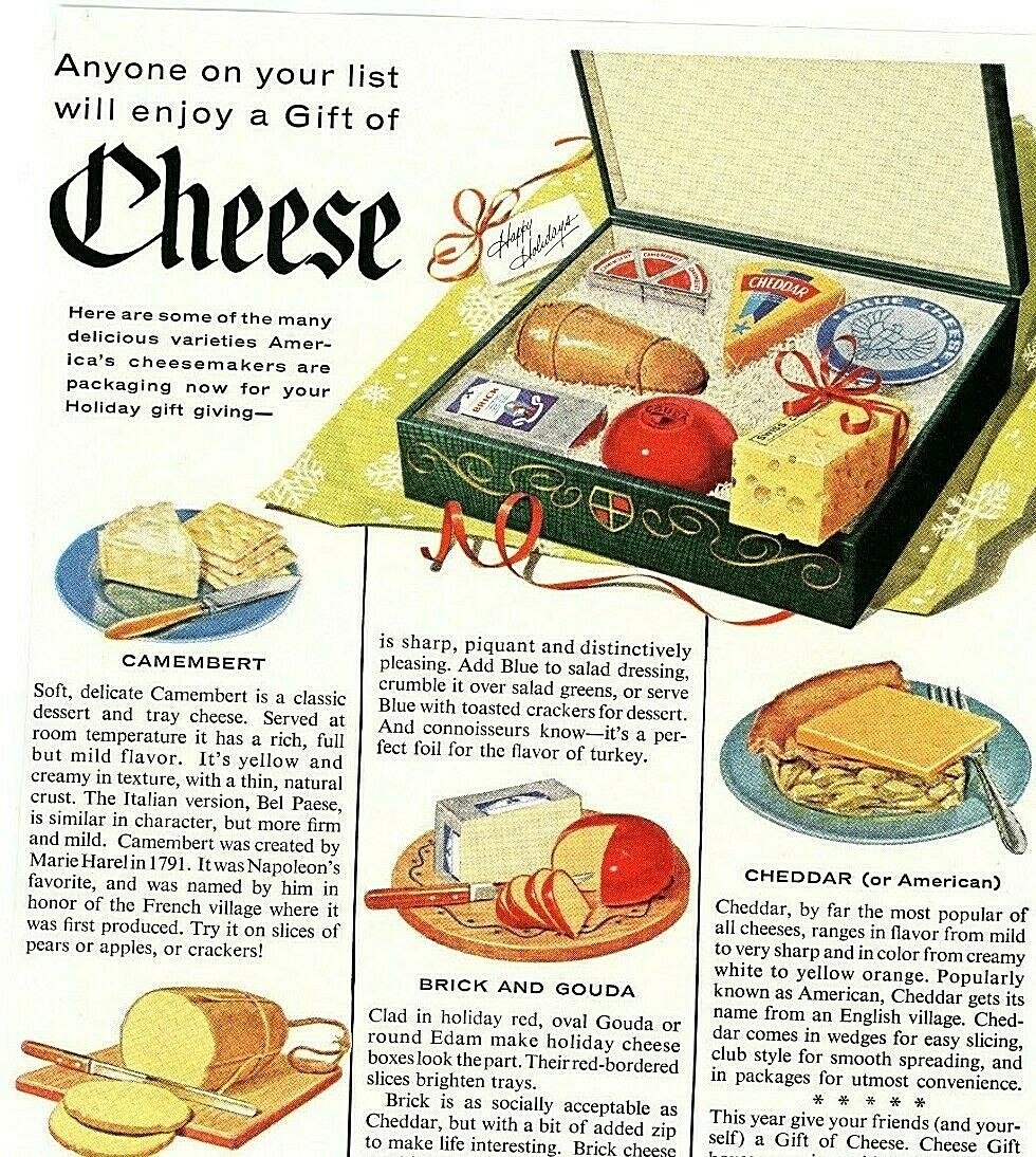 Vintage Ad Print Gift of Cheese, 1955, 10 x 6.5. | eBay
