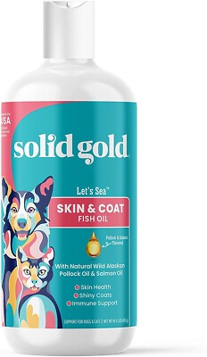 Solid Gold Fish Oil for Dogs & Cats - Wild Alaskan Salmon Oil 16 oz BB 6/24