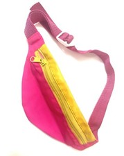 VTG 1980s-90s Neon Pink  Yellow Unisex Fanny Pack Waist Web Belt Neoprene Small