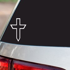 Christian Cross Sticker Jesus Religious S63 all chrome and regular vinyl colors