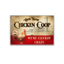 Personalized Chicken Coop Red and White Metal Sign OR Sign / Sticker 4X6 or 8X12
