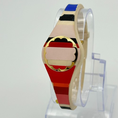 Ladies KATE SPADE Scallop Activity Tracker Beige & Striped, Gold Tone Accents
