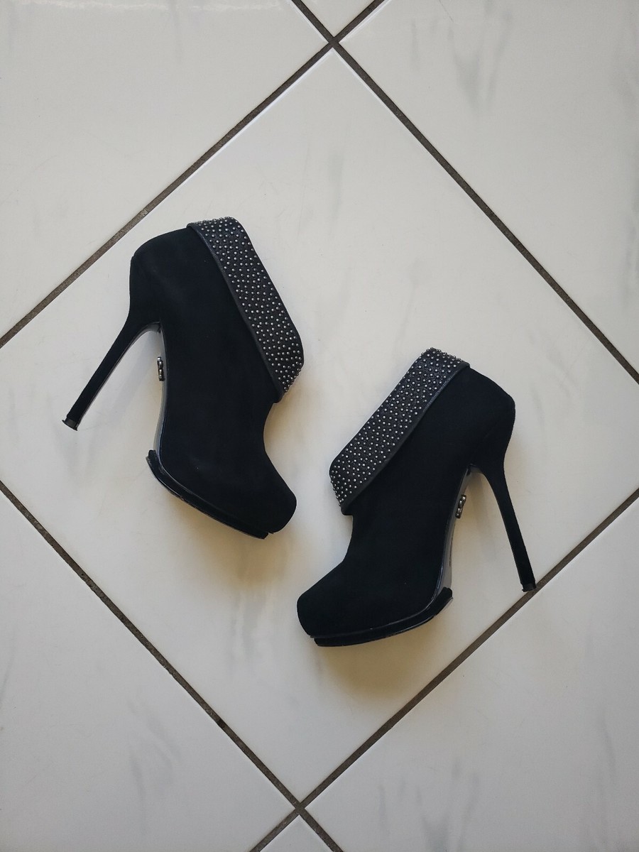 Rock Republic Suede Leather Angie Studded Stiletto Booties Heels Size 