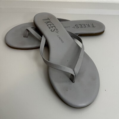 Tkee s Women s Liners Gray Slip On Strappy Flip Flop Sz 6.5, EU 37
