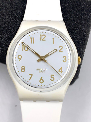 Swatch Watch Gent BIOSOURCED  White Bishop GW164 Unisex 34mm Working new battery
