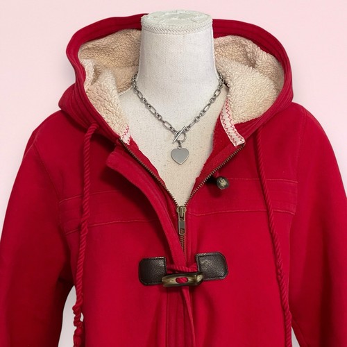vintage y2k red Old Navy Sherpa grunge boho fairy preppy toggle button hoodie XL - Picture 4 of 23