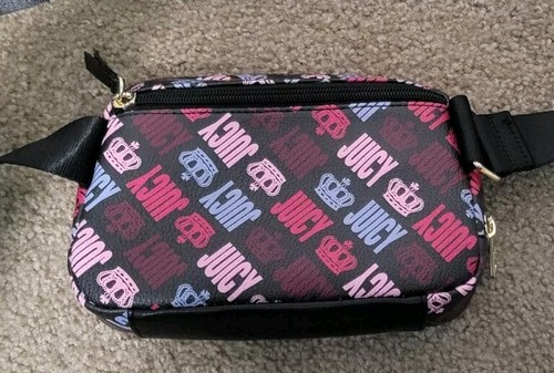 Juicy Couture Royal Sport Belt Bag Fanny Pack Y2K Pink Purple Black Crown - Picture 2 of 9