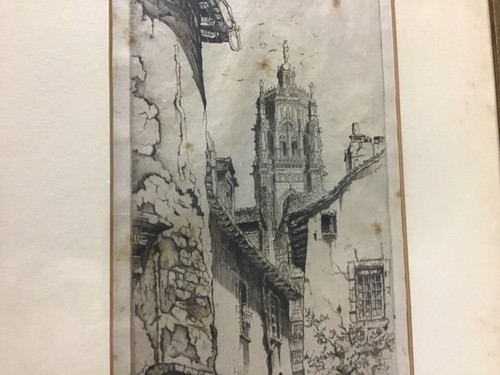John Taylor Arms Etching “Rodez 1927” The Tower of Notre Dame - Imagen 4 de 10