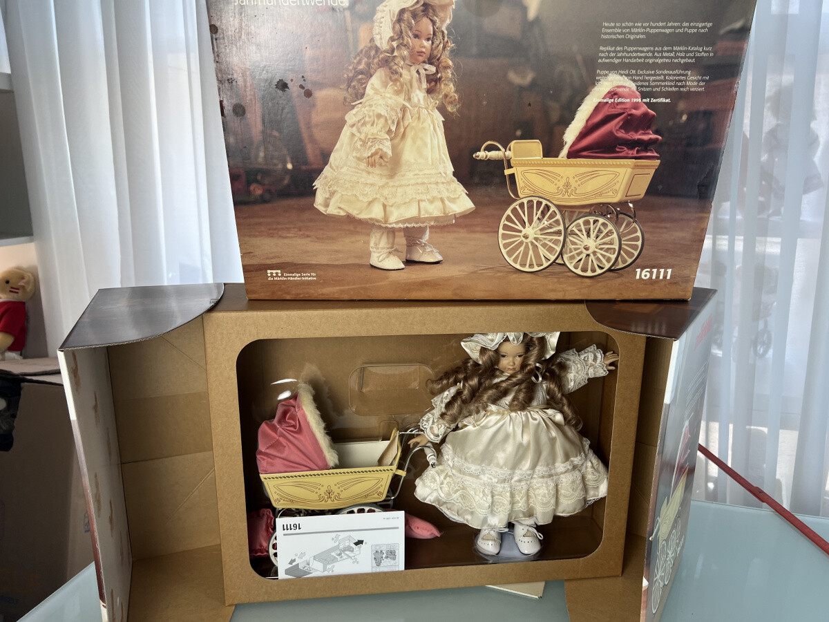 Märklin 16111 Heidi Ott artist doll with doll carriage vinyl Märklin 16111 Heidi Ott artist doll with doll carriage vinyl