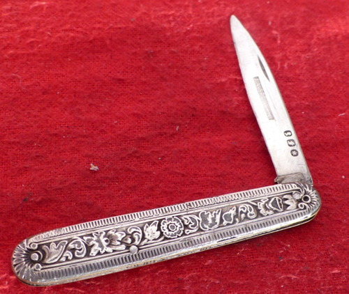 JA Spencer 2-7/8" Closed coin silver fruit knife
