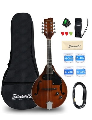 A-Style 8 String Acoustic-Electric Mandolin Instrument with Pickup Sapele Arched