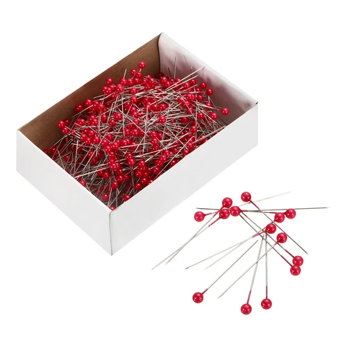 800pcs Sewing Pins Round Pearl Dressmaking Corsage Pins Straight Pins Red - Picture 1 of 6