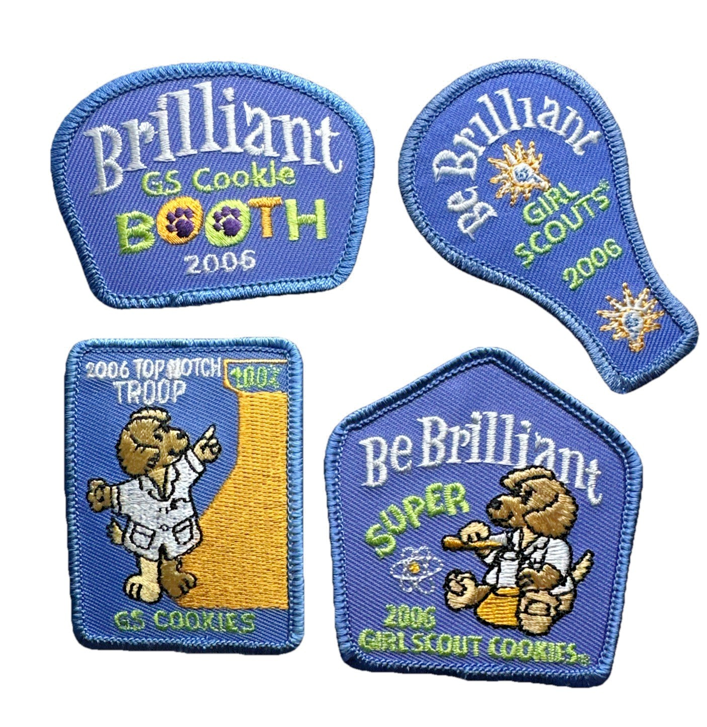 VTG Girl Scout Patch: 2006 Cookie Sales - Be Brilliant - Set Of 4