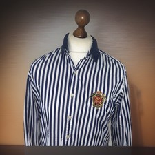 Ralph Lauren Shirt Mens Yacht Club RLYC Blue Stripe Ltd Edition Crown Emblem