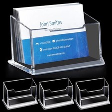 Clear Acrylic Business Card Holder Desk Storage Display Stand Office Organizer