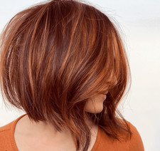 Copper Red with Ginger Highlight Wave Wigs Bob Wigs Lace Front Human Hair Wigs