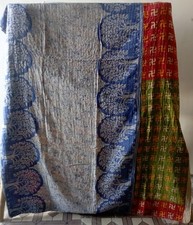 Indian Handmade Quilt Vintage Kantha Bedspread Throw Cotton Blanket Twin Gudari
