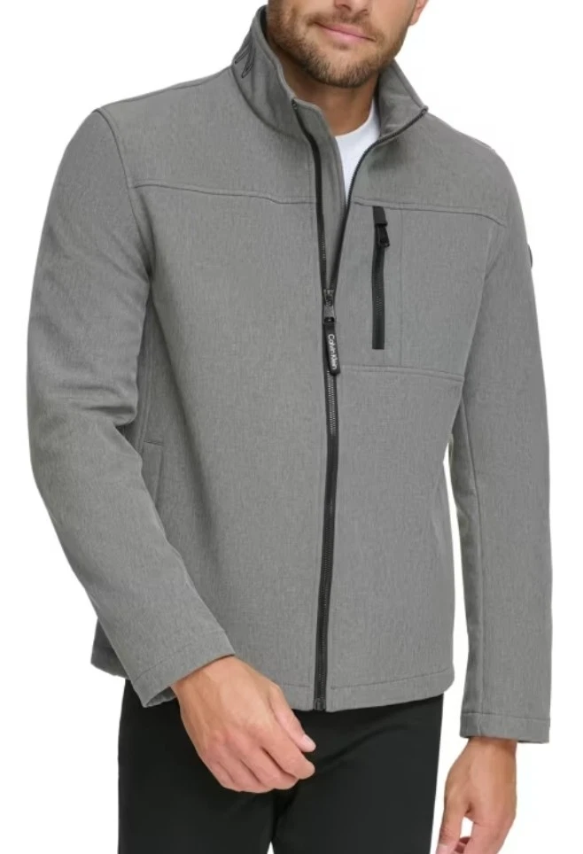 Calvin Klein Men's XL Infinite Stretch Water & Wind Resistant Jacket Light Grey