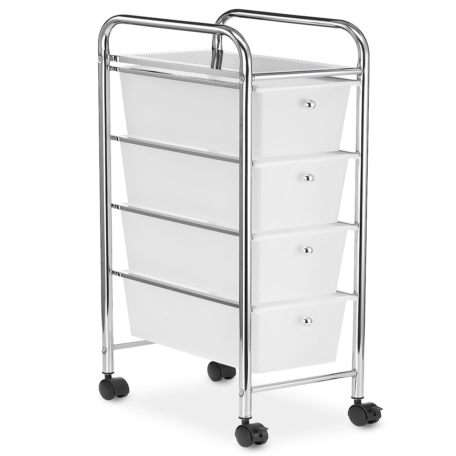 Caisson de rangement sur roulettes 4 tiroirs blanc meuble d'appoint bureau et salle de bain
