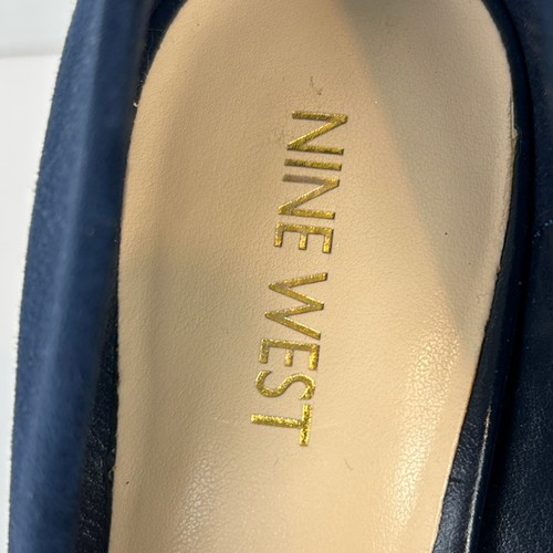 Nine West Camanda Navy Blue Vegan Suede Pointed Toe Heels Pumps Party Shoes Sz 8 - Picture 7 of 8