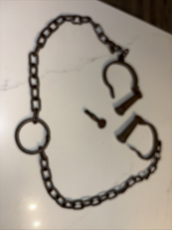 Leg Iron Shackles Handcuff Metal Patina Cowboy Western Collector Padlock Patina