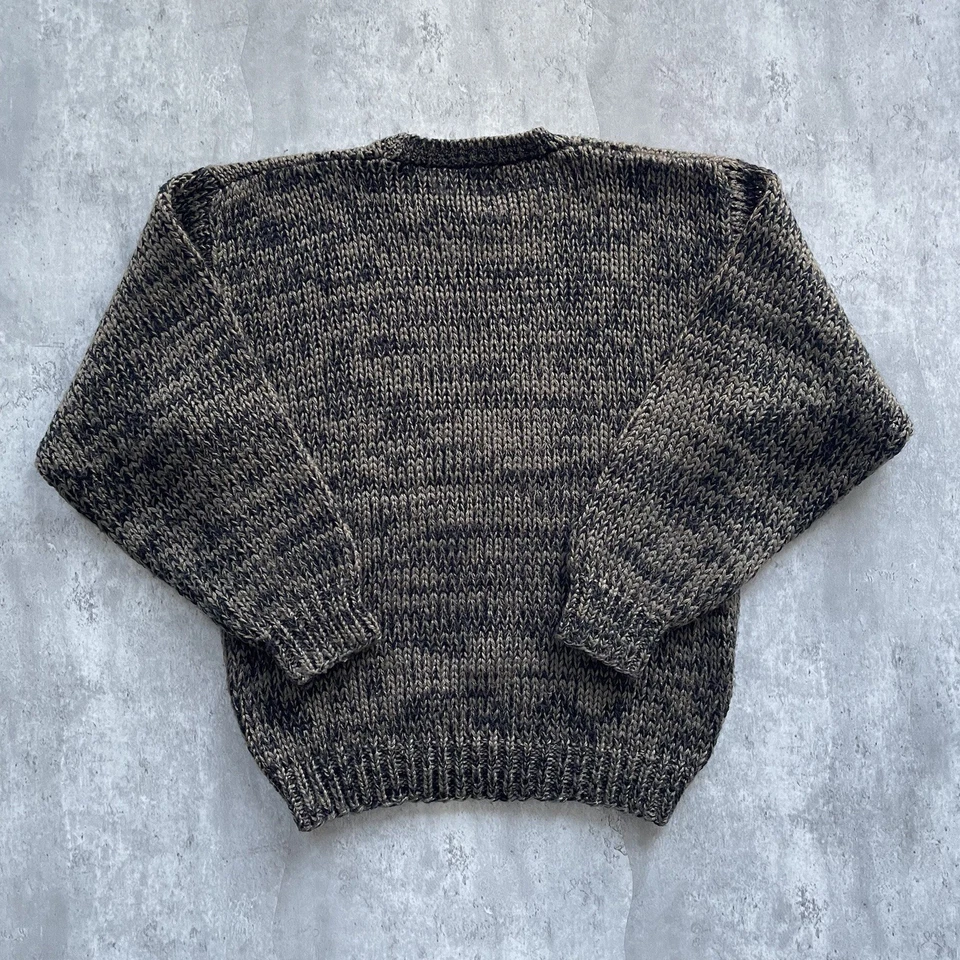 Suéter Tejido Marrón Geométrico Años 80 De Colección Para Hombre Talla M Hecho en Corea Grueso Tejido Foto 3 de 4