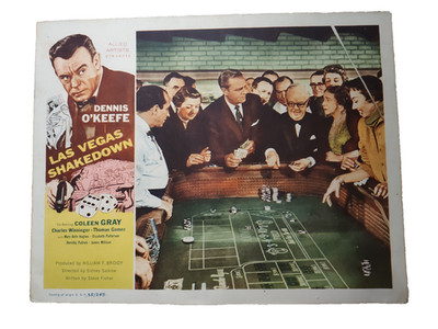 1955 Las Vegas Shakedown lobby card Dennis O'Keefe 11x14 gambling Crap Game Dice
