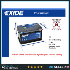 Battery fits AUDI Q2 Q3 A2 A1 A4 Allroad S5 TT A5 Q5 S1 RS3 Exide 096