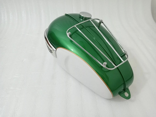 Triumph T140 Metalic Green & White Painted Steel Petrol Fuel Gas Tank +Cap | Fit - Picture 16 of 21