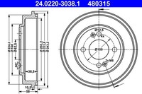2X Bremstrommel ATE 24.0220-3038.1 FüR Hyundai Getz TB Crdi
