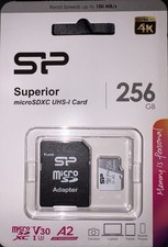 Silicon Power Superior microSDXC UHS-I V30 256GB High Speed Water-Resistant Card
