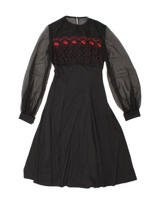 RONALD JOYCE Womens After Six A-Line Dress UK 4 XS Black Floral CJ32