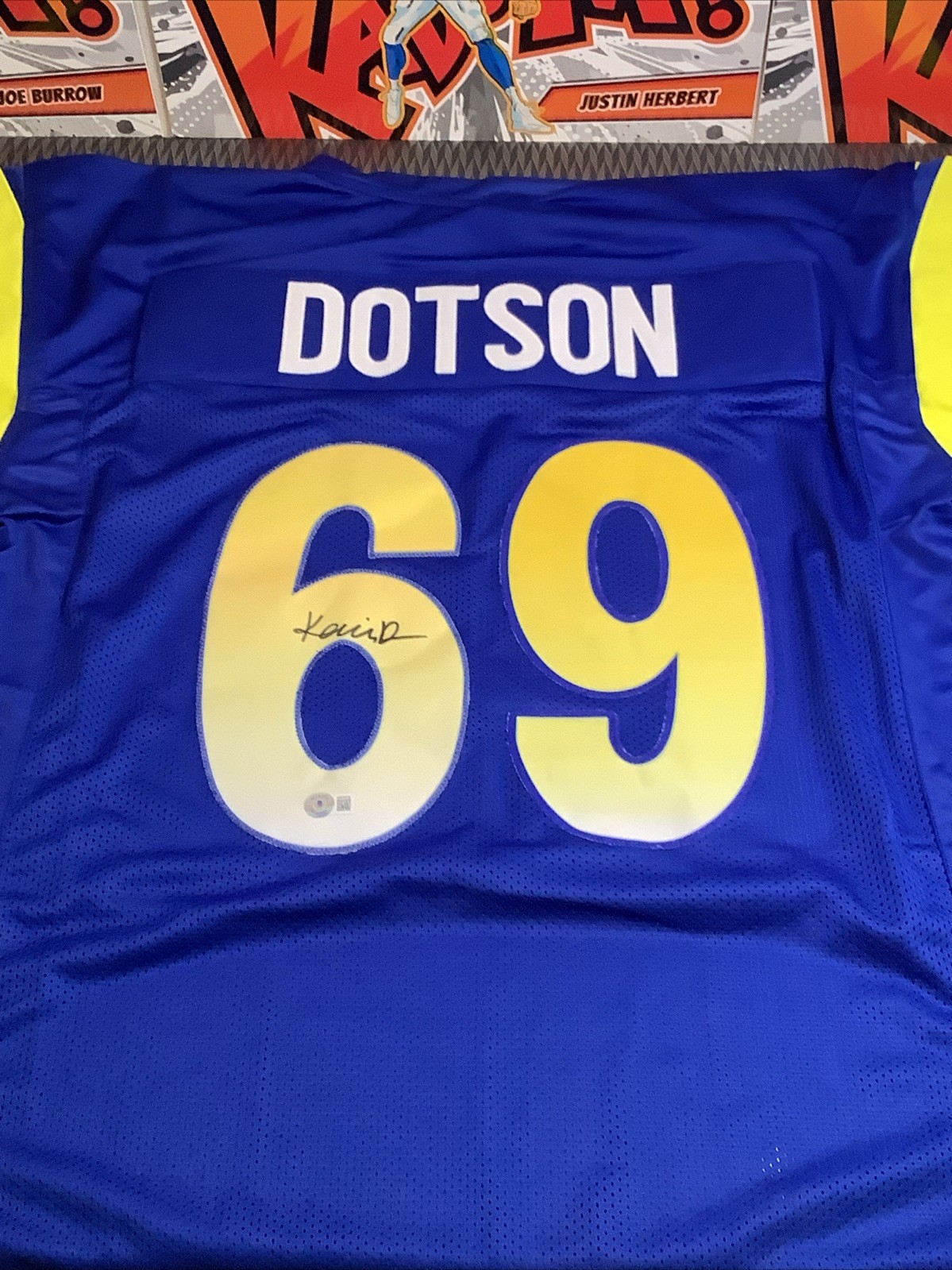 Kevin Dotson Signed Custom Los Angeles Rams Jersey Beckett COA