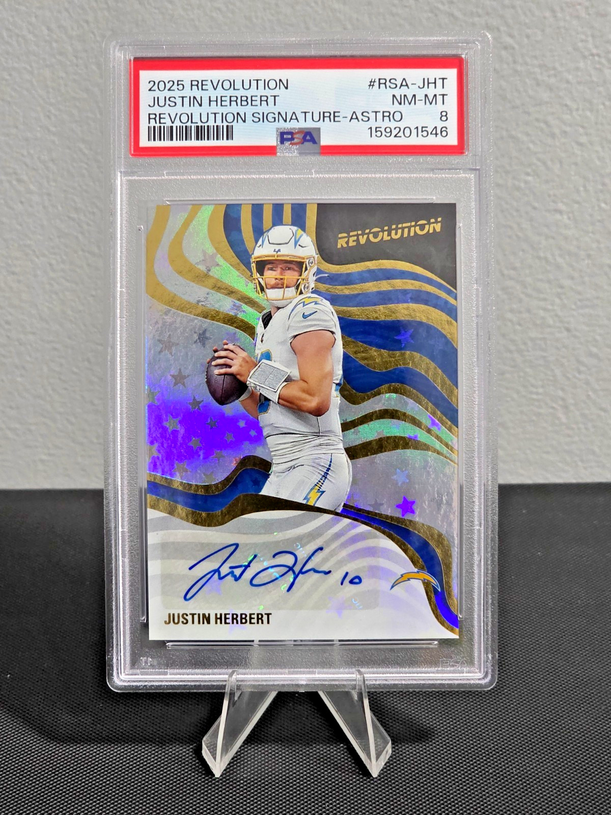 2025 Panini Revolution Signatures Justin Herbert #RSA-JHT Astro PSA 8
