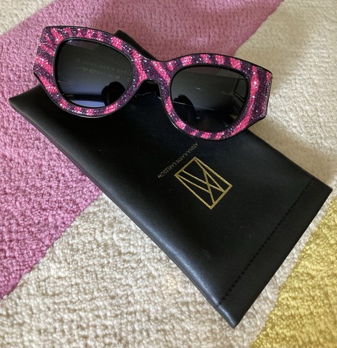Anna-Karin Karlsson Lucky Goes to Vegas Pink Crystal Zebra Sunglasses Cat Eye