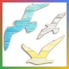 3pcs Wood Seagull Wall Decor Beach Wall Hanging Coastal Theme Wall Art Nautical