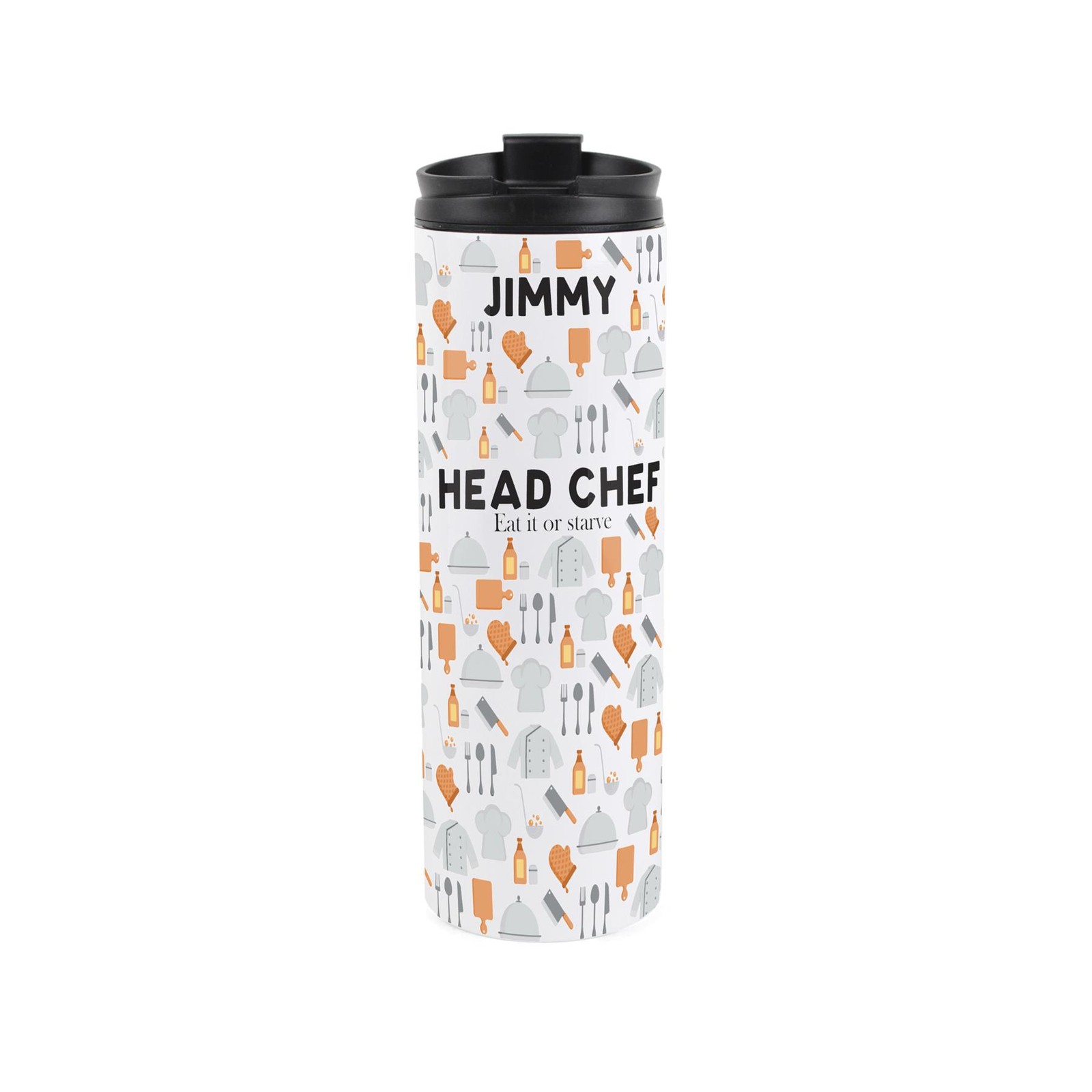 Personalised Head Chef Travel Flask - Reusable Stainless Steel Tumbler Gift