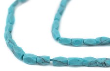 Blue Turquoise-Style Faceted Afghan Stone Beads 6x4mm Afghanistan 15 Inch Strand