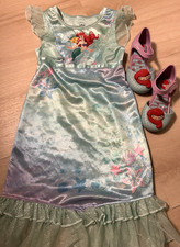 Disney Princess Ariel The Little Mermaid Nightgown Costume Dress 2T Shoes Bundle