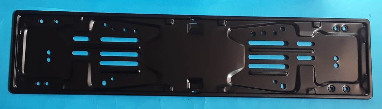Kit targa posteriore in metallo nero + fissaggi / 52 cm x 12 cm
