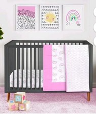 Little Star 100 Organic Cotton 3 Piece Crib Bedding Set-Reversible Comforter..