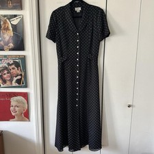 Vintage 80s/90s Floral Polka Dot Maxi Length Dress David Warren New York M-L