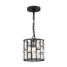 Home Decorators Collection Kristella 1-Light Black Crystal Pendant Light