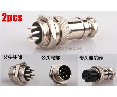 2Pcs Aviation Plug Male Female Panel Power Chassis Metal Connector 16Mm 7-Pin tl