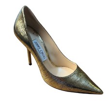 Jimmy Choo Love Metallic Gold Point-Toe Stiletto Heels Pumps Size 8.5