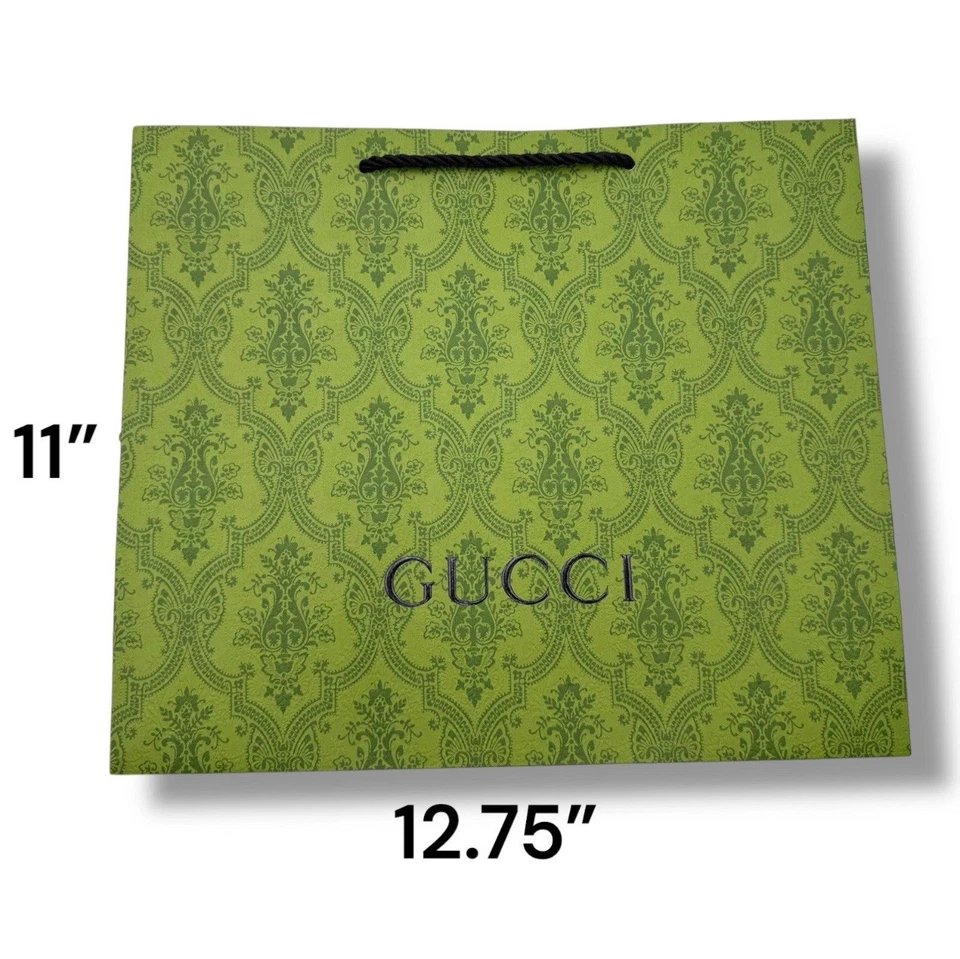 "Bolsa de regalo de compras clásica verde impresa Gucci mediana 12,75"" x 11"" x 4"" sesiones de fotos" Foto 3 de 3