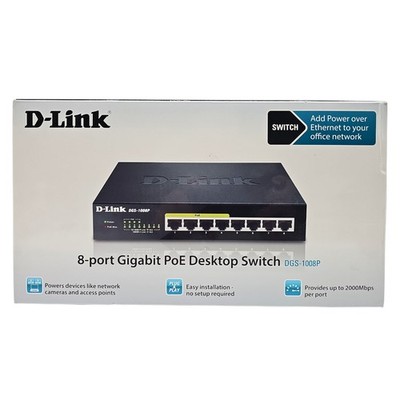 D-Link DGS-1008P/E 8-Port Gigabit PoE+ Switch 4x PoE Metall Schwarz