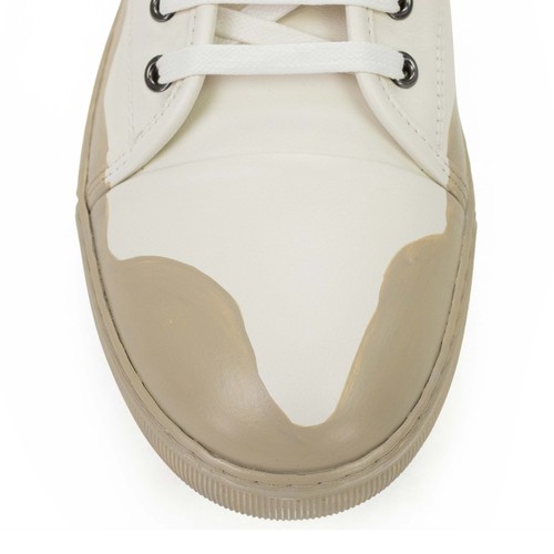 NIB LANVIN ECRU/WHITE DBB1 LOW TOP SNEAKERS SIZE 7 $915 - Picture 7 of 10