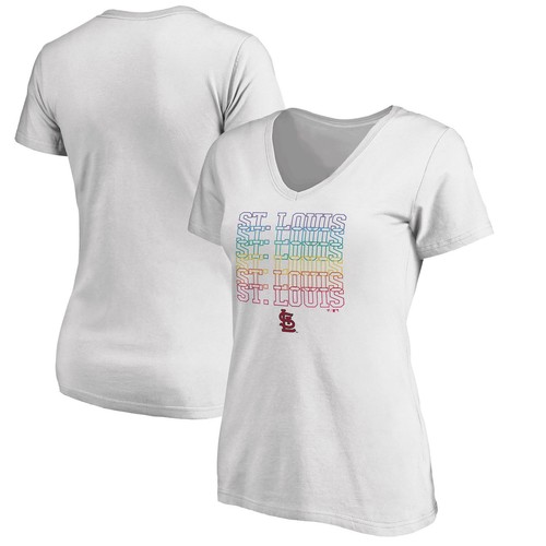 Women's White St. Louis Cardinals City Pride V-Neck T-Shirt