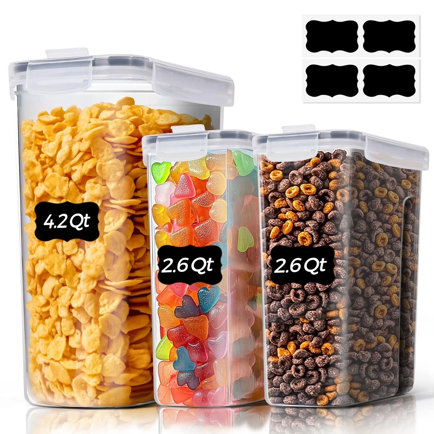 3 PCS Cereal Storage Containers Set, Airtight Food Containers with lid for Ri...